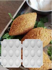 4-Cavity Plastic Meatball Mold 1pc, Manual Kibbeh Maker, Uniform Shape, Kitchen Stuffed Meatball Prep Tool, Mother's Day & Eid Al-Fitr Gift - White - View 1