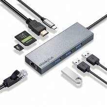Lenovo Type-C Hub Adapter (USB3.0*3 + HDMI + RJ45 Gigabit + SD + TF + PD) Ethernet Port Converter Cable, HDMI Adapter For Laptop, Plug And Play - View 7
