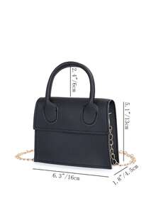 Teen's Matte Fashionable Versatile Minimalist Chain Handbag - Black - View 3