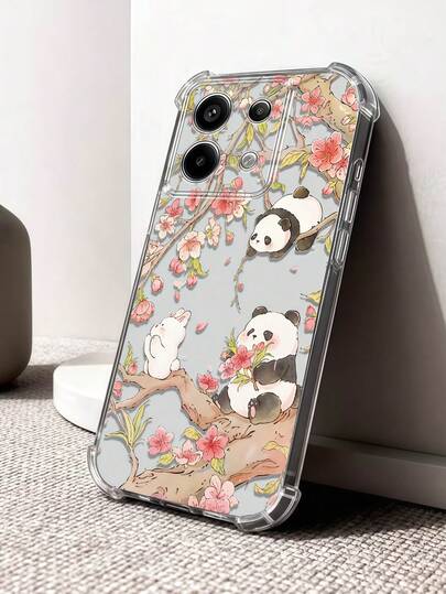 1 pezzo Custodia telefonica creativa e carina con fiori di pesco e panda, design anti-caduta e schermo trasparente, compatibile con 9 Pro XL/ Smart 8/ Hot 40i/Spark 20/Spark 20C/Spark Go 2024/ Moto G84/Honor X9b/1+Ace 3V/Galaxy S26 S25 S24Ultra S24Plus S24FE S23 S22 S21 S20 A73 A72 A70 A55 A54 A53 A52 A50 A30 A42 A35 A34 A33 A25 A24 A20 A30 A15 A56 A57 A16 A17 A07
