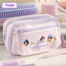 1pc Cute Multi-Layer Animal Print Pencil Bag, Japanese Minimalist Niche Stationery Pouch, Adorable Dog Bear Bread Pattern Pen Storage Bag, Built-In Mesh Pen Holder, Transparent Front Pocket For School Supplies, Daily Use - Multicolor - View 14