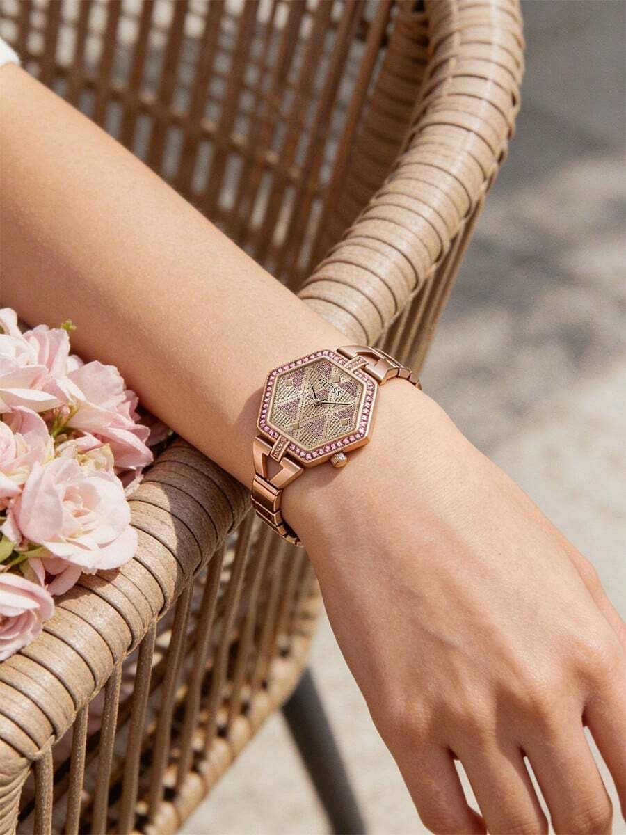 GUESS Women's Rose Gold Tone Crystal Embellished Analog Quartz Wrist Watch GW0680L3 - Rose Gold - View 1