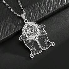 1 chiếc mặt dây chuyền hình mèo Bastet Ai Cập bằng thép không gỉ, mặt dây chuyền hình mắt Horus và biểu tượng Ankh. - Bạc - Xem 2