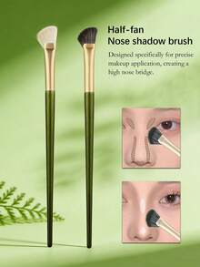 10 Stücke/5 Stücke/2 Stücke grüne sichelförmige Konturpinsel zum Highlighten, Blenden und Konturieren von Nase und Wangen. Makeup Pinsel mit weichen Borsten, kompakt und tragbar. Multifunktionaler Foundation Pinsel, Concealer Pinsel, Rouge Pinsel, Konturpinsel. - Verschiedenfarbig - Übersicht 1
