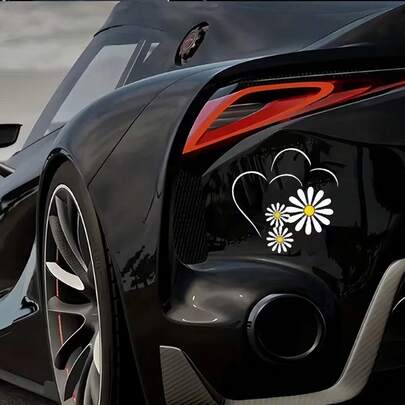 1 Miếng dán xe hình trái tim hoa cúc trắng | Thiết kế thời trang, chống trầy xước và chống thấm nước, phù hợp với nhiều dòng xe, dễ dán, chất liệu vinyl mịn, tự dính, miếng dán trang trí xe hơi.
