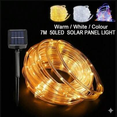 Dây đèn LED năng lượng mặt trời dài 32m/22m/12m/7m, đèn trang trí chống thấm nước dùng cho vòng hoa Giáng sinh, sân vườn, trang trí ngày lễ.