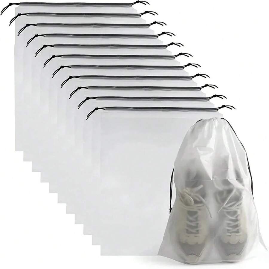 Travel Shoe Bag Set 20Pcs Waterproof Drawstring Design, Dustproof Shoes Organizer & Cosmetic Bag Storage Essentials - 5pcs - View 1