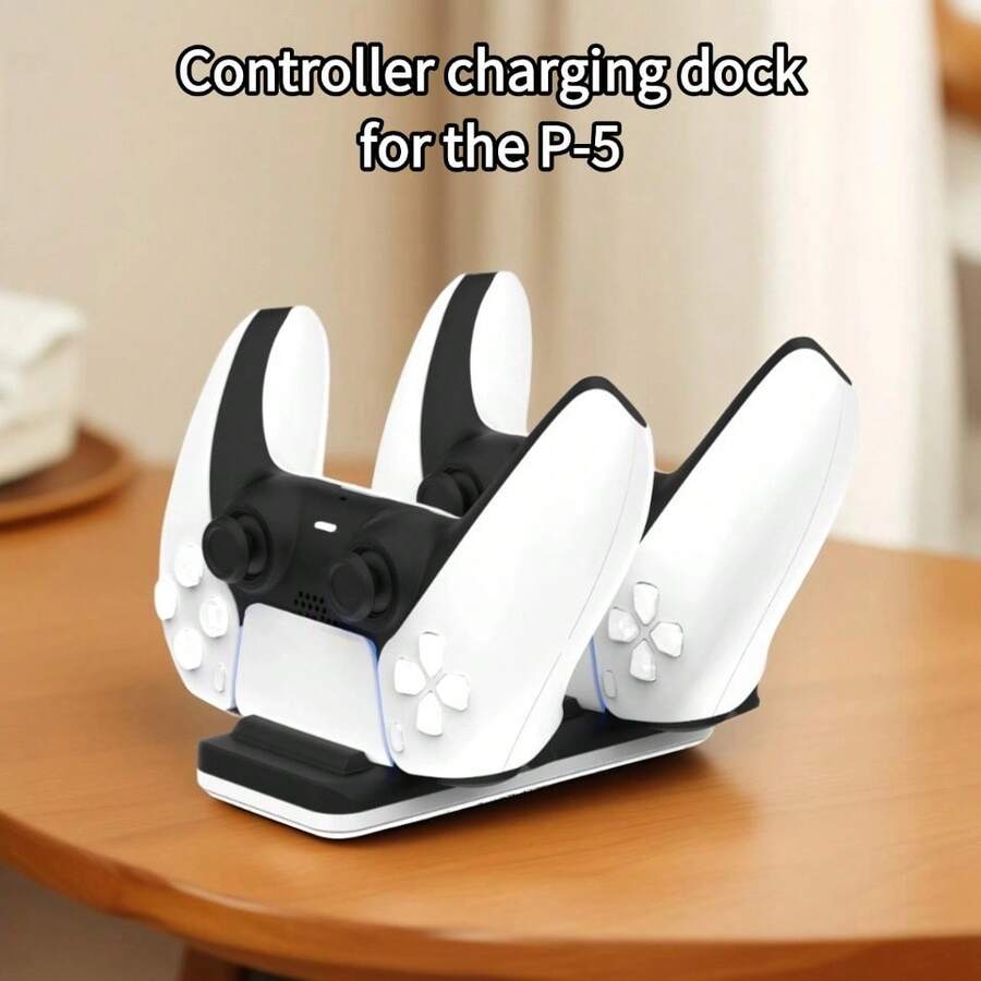 Estación de carga dual para controlador P5, cargador rápido de 2H con protección contra sobrecarga, entrada Tipo-C, diseño antideslizante, compatible con 5 controladores DualSense - Ver 1