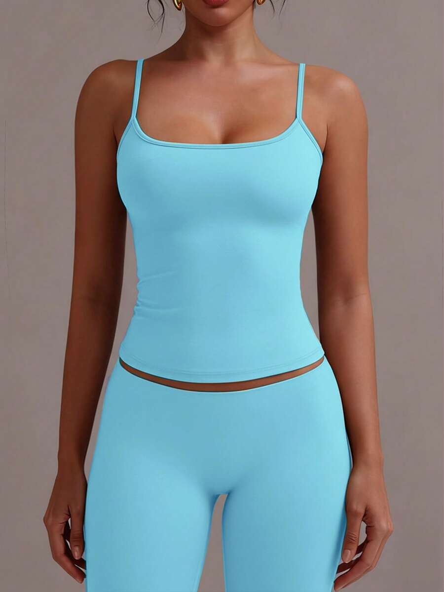 XLLAIS Women's Casual Versatile Solid Color Camisole Summer - Fluorescent Blue - View 1