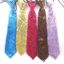 Children's Sequin Tie For Kids' School Performances, Stage Shows, Carnival, Shiny, No-Need-To-Tie Reflective Tie - 螢光黃 - 查看 2