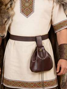 1pc Medieval Renaissance Style Waist Bag, Viking Retro Waist Pouch, Portable Waist Pack Coin Purse, Unisex Cosplay Prop - D - View 5