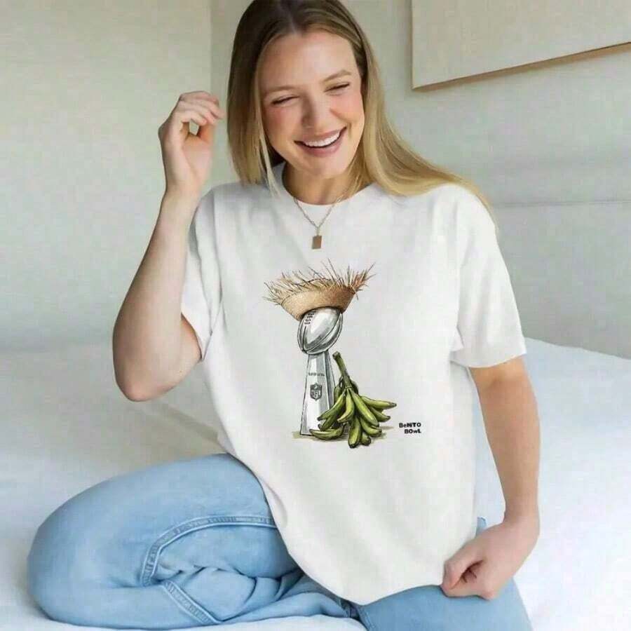 Summer Tops2026Valentine Outfits For WomenWomen's And Men's Bunny Football Bad Benito Shirt, Bunny Bowl 2026 Halftime Show, Puerto Rico Bowl TShirt, Retro Concert Graphic Top, Gift TeeLoose And Comfortablebenito Bowl Topssummer Clothes - 白色 5 - 查看 1
