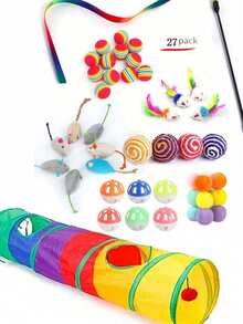 Túnel para gatos de la serie Túnel Arcoíris, ensamblaje DIY, juguete de túnel plegable para gatos, juguete interactivo de túnel para gatos, nuevo juguete inteligente para gatos - Multicolor - Ver 30