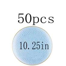 10.25英寸/7.5英寸透明金边餐盘，可重复使用的蓝金边餐盘，透明蓝色巴洛克风格餐盘，饰以金箔边，适用于派对、宴会、婚礼、新年、情人节等场合，优质餐盘套装 - 彩色 - 查看 15