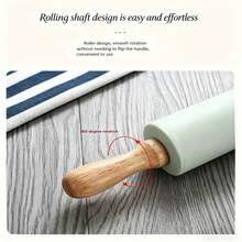1 Set High-Quality Rolling Pin And Non-Stick Silicone Baking Mat - Essential Baking Tools For Home Kitchen, Wooden Handle, Easy-Clean Silicone Mat For Hassle-Free Cooking Adventures, Includes Rolling Pin - View 8