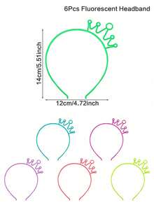 6/12pcs Glow Headbands, Luminous Hair Hoops For Birthday Party, Holiday, Christmas Decoration - Multicolor - View 9