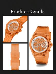 Reloj de mujer de cuarzo con función múltiple GW0438L5 de GUESS, esfera naranja, plástico - Naranja - Ver 6