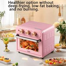 15 Quart Air Fryer & Convection Oven Combo, Multifunctional, Stainless Steel Non-Stick Basket, Easy Clean, Pink – Ideal For Healthy Cooking, Roasting, Baking & More - US B Type Plug(110-127V) - View 5