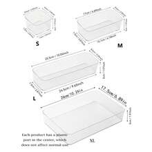 7/1pc Drawer Divider Storage Box, Hair Accessory Organizer Box With Built-In Grid, Jewelry & Cosmetic Storage Box, Transparent PET Plastic Material, Multi-Functional Compartment Box, Suitable For Various Home Drawers, Room, Bathroom, Home Decor, Multiple Sizes Available - Clear - View 7