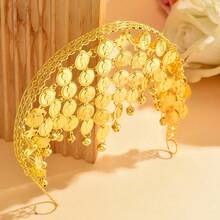 1 pieza Diadema con diseño único de cadena con borla con forma de moneda con patrón de retrato de estilo de Oriente Medio, adecuada para actuaciones de danza, elegante, fiesta - Dorado - Ver 6