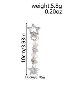 1 chiếc móc khóa hình ngôi sao đính đá và hạt cườm thời trang mới, móc khóa đeo hàng ngày dành cho nữ. - Nhiều màu - Xem 10