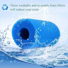 Kit com 4 filtros para piscina – Esponjas de espuma reutilizáveis e laváveis para filtro de banheira de hidromassagem (Azul) - azul - Ver 2