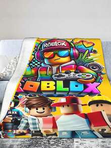 R Robloxs Game Throw Blanket Warm Blankets Breathable Air Conditioner Blanket For Car Classic Outdoor Blankets For Picnic For All Season - 黑色 - 查看 3