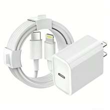 20W PD快充充电器 + 3.3英尺高速充电线，充电稳定快速，兼容 14 Pro Max/14 Pro/14 Plus/14/13/12/11/XS/XR系列，便携式壁挂式充电套装 - 白色 - 查看 1