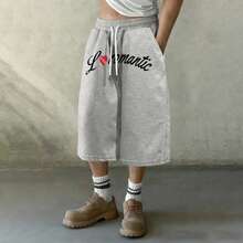 Men's Wide Leg Capri Pants, Summer American Street Style Drawstring Casual Sweatpants, Brand Solid Color Versatile Pants, Comfortable Breathable - Light Grey - View 2