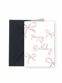 Carte de vœux d'anniversaire lisse avec une belle décoration de nœud sur le devant. Conception fluide de haute qualité au dos. "Joyeux anniversaire!" La conception exquise en fait un cadeau d'anniversaire idéal pour les amis, la famille et les camarades de classe. - Multicolore - Voir 13