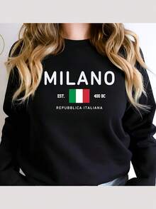 Milano Italy Sweatshirt, Italian City Crewneck, Milan Flag Sweater, Repubblica Italiana Gift, Italy Travel Pullover, Milan Sweatshirt, Italy - màu đen - Xem 1