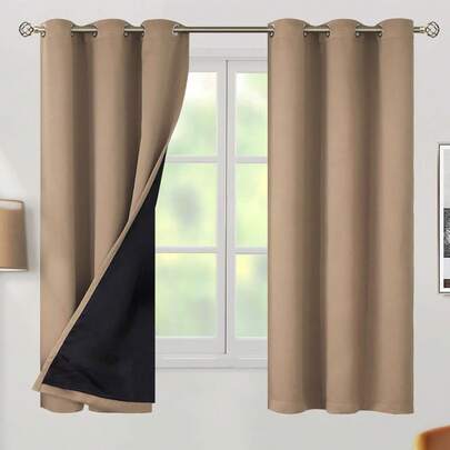 1片装夏季遮光窗帘，100%遮光效果，顶部穿孔设计方便开合，是卧室深度睡眠的理想遮光窗帘，隔热保温