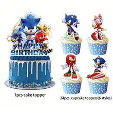 Cartoon Anime Cupcake Toppers, Cupcake Decorations, Hedgehog Themed Birthday Party Decorations - View 5