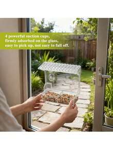 Window Bird Feeder With 4 Extra Strong Suction Cups, Clear Birdfeeders Bird House For Outdoors Window Viewing Outside, Removable Tray Birdhouse - 均碼 - 查看 7