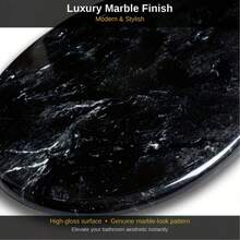 1pc Black Marble Pattern Toilet Seat, Fashion Design Universal Toilet Lid Cover For Bathroom - A - View 3