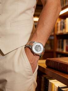 Fossil Neutra ME3196 Men's Stainless Steel Automatic Mechanical Watch With White Skeleton Dial - White - View 4