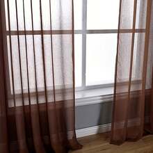 Modern Minimalist Sheer Curtain In Khaki Color, With Grommet Top And Soft Drape, Suitable For Living Room, Bedroom, Dining Room, Balcony, Bay Window, Study, Apartment Home Decor - Brown - View 4