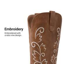 Women's Western Mid Calf Boots Square Toe Embroidered Stitched Pull On Country  For Party Music Festival  Cowboy Cowgirl   Boots - màu nâu - Xem 5