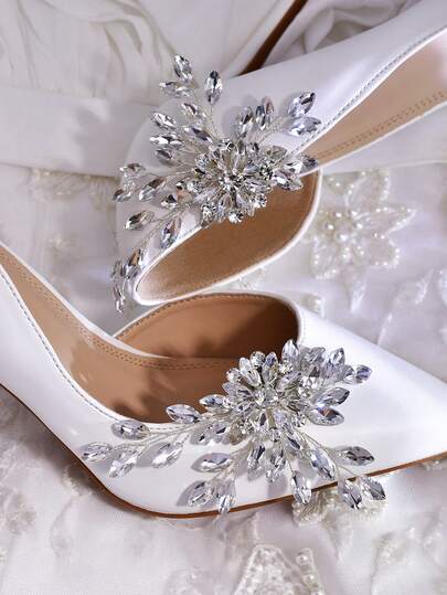 1 pieza Elegante clip para zapatos de mujer en plata, clip de zapato de lujo con perlas falsas y rhinestones, accesorio removible para tacones altos, zapatos de boda, baile de graduación, fiestas y ocasiones especiales