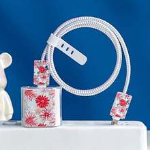 5件套花纹保护套，兼容苹果20W充电器、18/20W充电头和数据线 - 彩色 - 查看 11