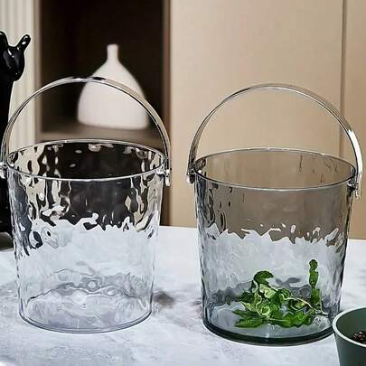 1/2个塑料冰桶，奢华波浪加厚透明冰桶，带提手，香槟葡萄酒饮料冰桶，经久耐用，便携易用，酒吧装饰，派对用品，家庭娱乐必备，适合存放葡萄酒、香槟和啤酒 | 防漏冰桶，适用于派对、家庭/商业酒吧、KTV、啤酒香槟冰桶