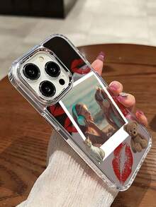 1pc - Personalized Custom Cat And Bear Photo Frame With Lips, Suitable For Custom Phone Cases With Photos. High-Definition Acrylic Mirror Finish, Compatible With IPhone 17 Pro Max/16/16 Pro/16 Plus/16 Pro Max/17/Air/17 Pro/11/12/13/14/15 Models. Ideal As A Couple's Anniversary Gift Or A Must-Have For Mother's Day. - Clear - View 3