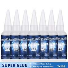 LOOLIFL 502 Super Pegamento 20g, 1-7 piezas de Cianoacrilato transparente adhesivo instantáneo para plástico, metal, madera, cerámica, manualidades y reparación DIY - AD502 - Ver 1