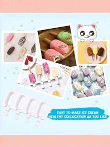 Oval 8-Cavity Ice Cream Mold, DIY Ice Pop Maker, Classic Shape, Soft Baking Mold Without Baking - Multicolor - View 6