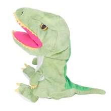Juguete de mano de dinosaurio de peluche de 11,8 pulgadas con boca móvil, juguete de mano de dinosaurio suave con forma de animal para niños y adultos. - Verde - Ver 8