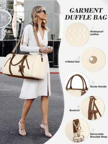 Sacos de Roupa para Viagem Mulheres Bolsa de Viagem Conversível de Couro com Bolso para Sapatos, Bolsa de Viagem Grande para Roupas Vestido Terno Negócios - Multicolorido - Visão 8