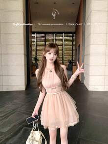 Women Short Dresses - Pink - View 11