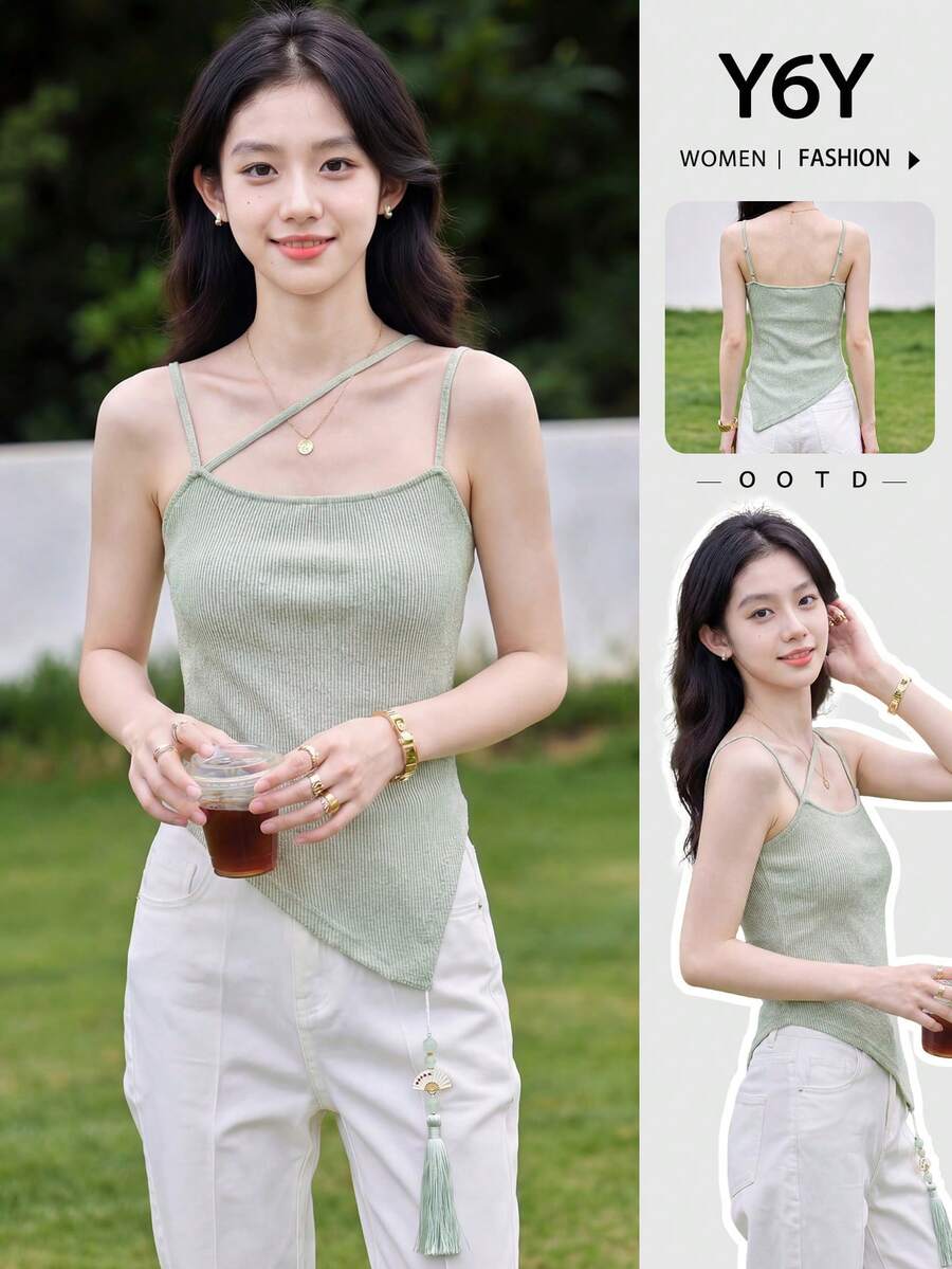 Áo Camisole nữ Y6Y 2026 màu xanh lá cây thanh lịch, thích hợp cho tiệc tùng và đi biển hàng ngày. - màu xanh lá - Xem 1