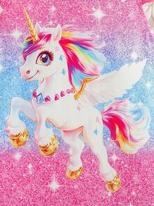 XUMPLO Young Girl' Casual Cute Rainbow Unicorn 3D Print Cap Sleeve Dress, Suitable For Daily Wear, Photo Shoot, Vacation, Party, Summer - Multicolor - View 9