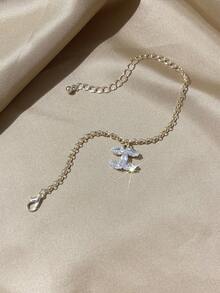 1pc Fashionable & Elegant Stainless Steel Chain With Rhinestone Pendant Bracelet, Suitable For Women's Daily Wear (LADYCOCO New Product) - Multicolor - View 2
